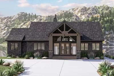 2-Bed Lake House Plan with Clustered Beds and Cathedral Great Room - 2136 SQ Ft