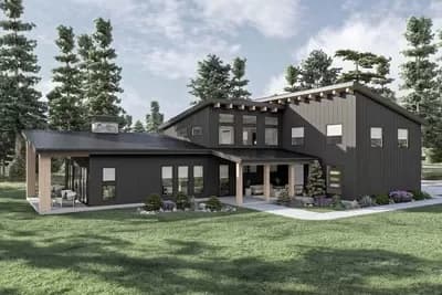 Two Story Modern Mountain Home Plan with Two Kitchen Islands and 4 Beds - 3294 Sq Ft