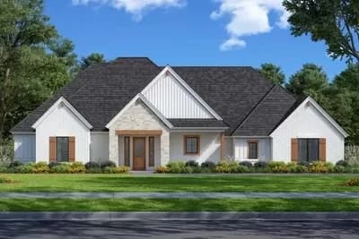 3-Bed Country Ranch House Plan with Home Office or Study - 2688 Sq Ft