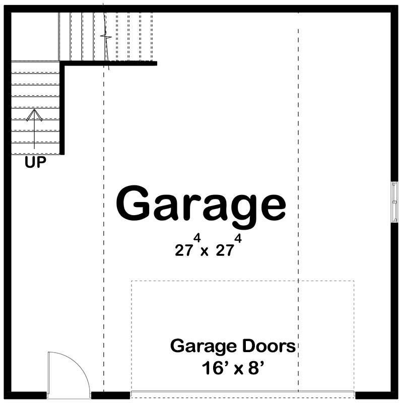 Plan 623382DJ: 2-Car Detached Garage with 16x8 Overhead Door and Attic Storage - 784 Sq Ft - Floor Plan - Main Level - Rustic, Traditional