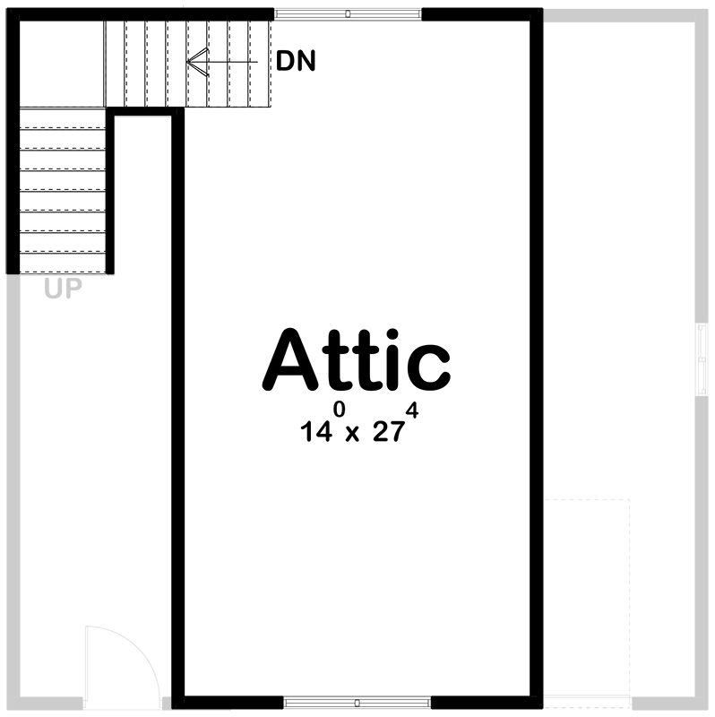 Plan 623382DJ: 2-Car Detached Garage with 16x8 Overhead Door and Attic Storage - 784 Sq Ft - Floor Plan - 2nd Floor - Rustic, Traditional