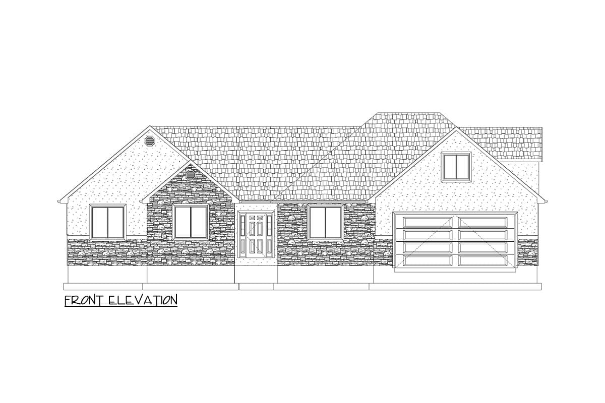 Plan 61514UT: Two-Story Traditional Home Plan with Home Office and Bonus Above - 2542 Sq Ft - Image #8 - Ranch, Traditional