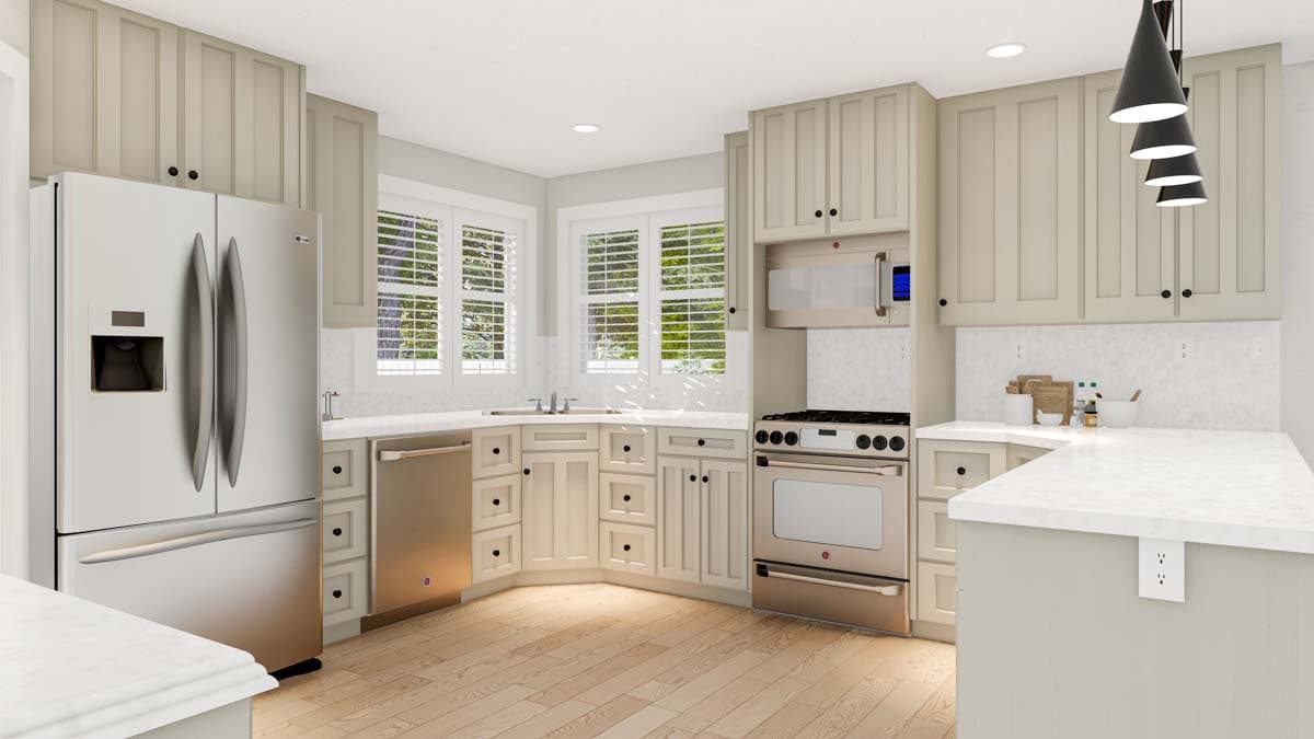 Plan 61515UT: 3-Bed Traditional Ranch Home Plan with U-Shaped Kitchen - 2035 Sq Ft - Image #6 - Ranch, Traditional