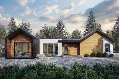 2-Bed Scandinavian-Style Ranch with Outdoor Fireplace - 1275 Sq Ft