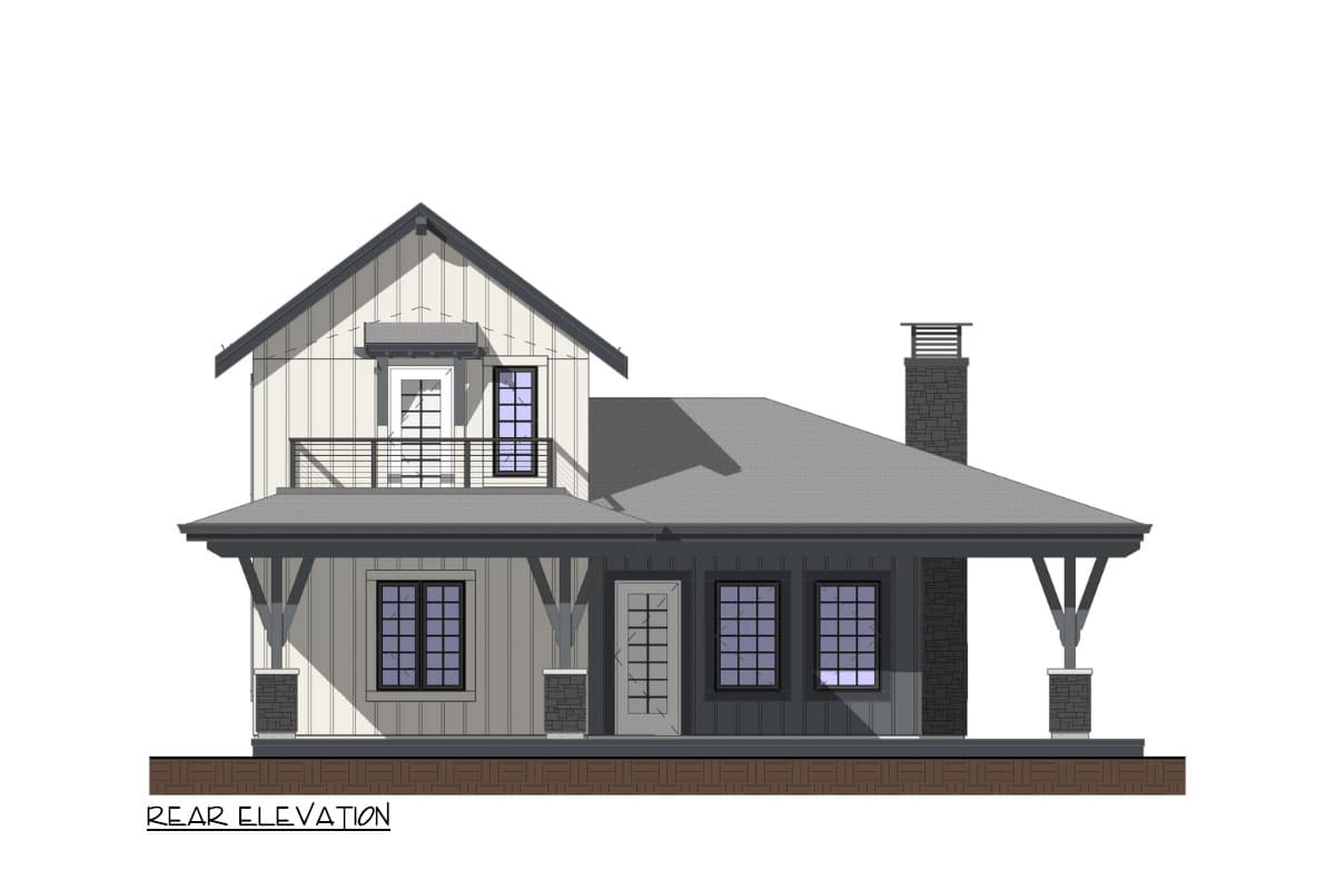 Plan 330021WLE: 2-Bed Rustic Cottage with 3-Sided Wraparound Porch and L-Shape Kitchen Under 1000 Square Feet - Image #7 - Cottage, Country, Mountain, Rustic, Vacation