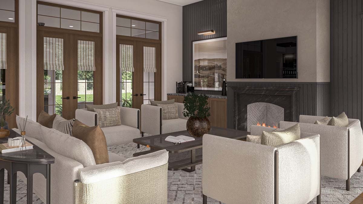 Plan 623384DJ: 2-Story Transitional Home Plan with Sunken Den and Oversized Open Living - 4990 Sq Ft - Image #9 - European, Transitional