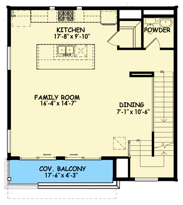 Plan 100328GHR: Three-Story Contemporary Home Plan with Covered Balcony - 1851 SQ Ft - Floor Plan - 2nd Floor - Contemporary, Modern