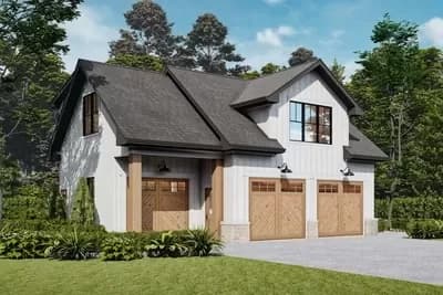 3-Car Mountain Garage Plan with Living Space Above - 765 Sq Ft