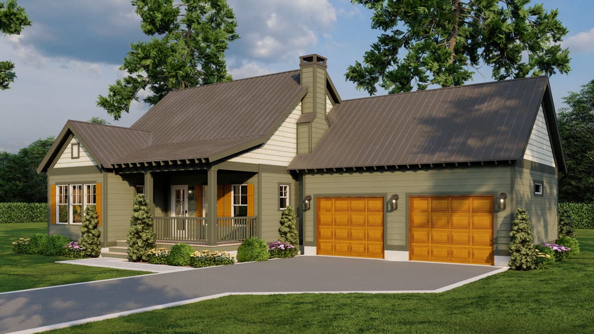 Plan 60722ND: 2-Bed Mountain Cabin with Loft and Great Room - 1294 Sq Ft - Image #5 - Cabin, Country, Mountain, Rustic