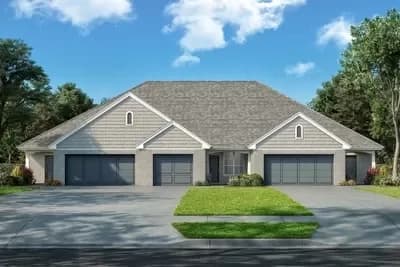 Ranch Triplex Home Plan with Subtly Different Unit Layouts