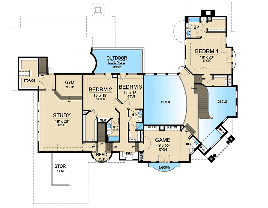 Plan 36368TX: Lap of Luxury - Floor Plan - 2nd Floor - European