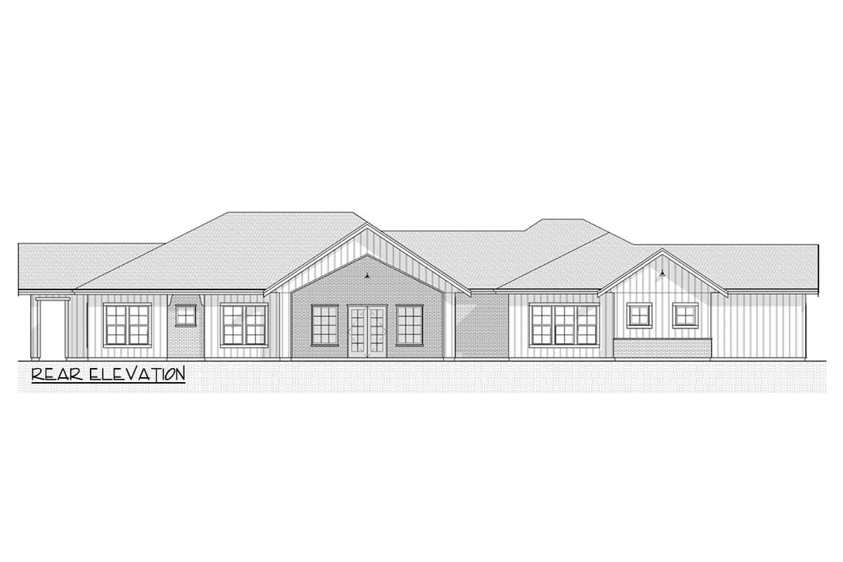 Plan 330022WLE: 4-Bed Modern Ranch House Plan with Open Concept Floor Plan - 3153 Sq Ft - Image #8 - Country, Hill Country, Mid Century Modern, Modern, Modern Farmhouse, New American, Ranch