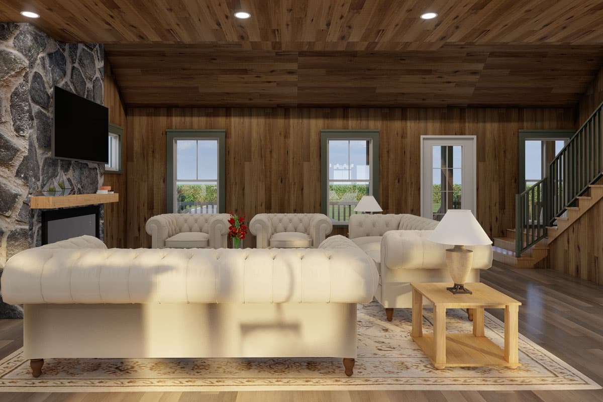 Plan 60723ND: 3-Bed Mountain Farmhouse with Two Story Great Room and Sleeping Loft - 1,903 Sq Ft - Image #9 - Cabin, Mountain, Rustic