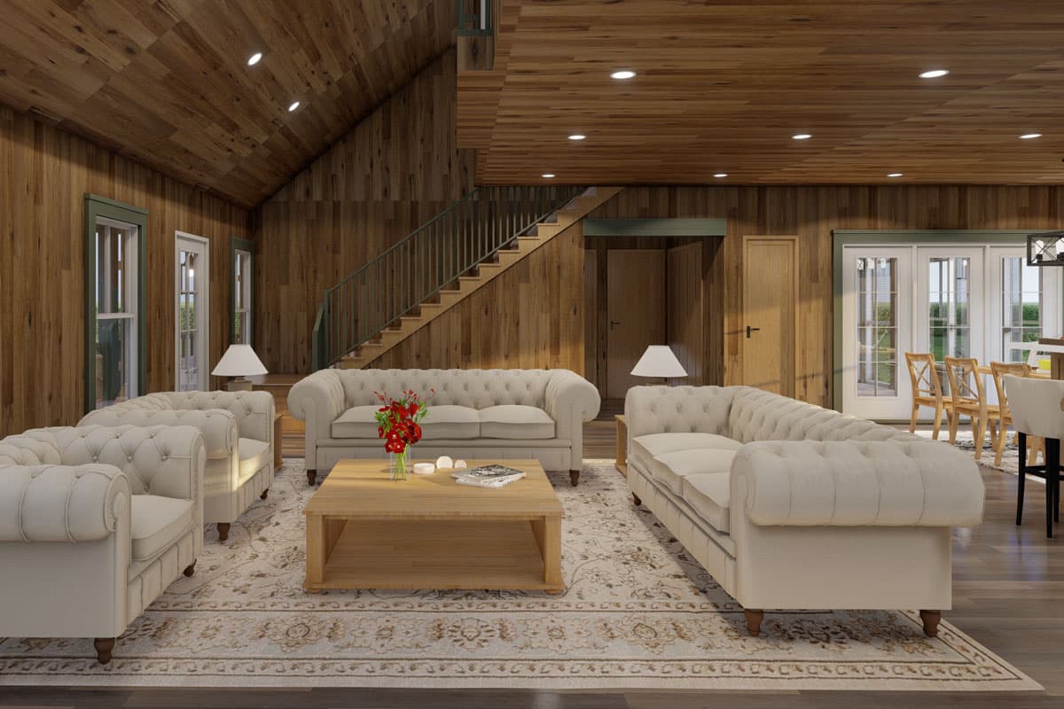 Plan 60723ND: 3-Bed Mountain Farmhouse with Two Story Great Room and Sleeping Loft - 1,903 Sq Ft - Image #10 - Cabin, Mountain, Rustic