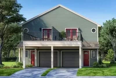2-Story Traditional Duplex Home Plan with Outdoor Living - 1697 Per Unit