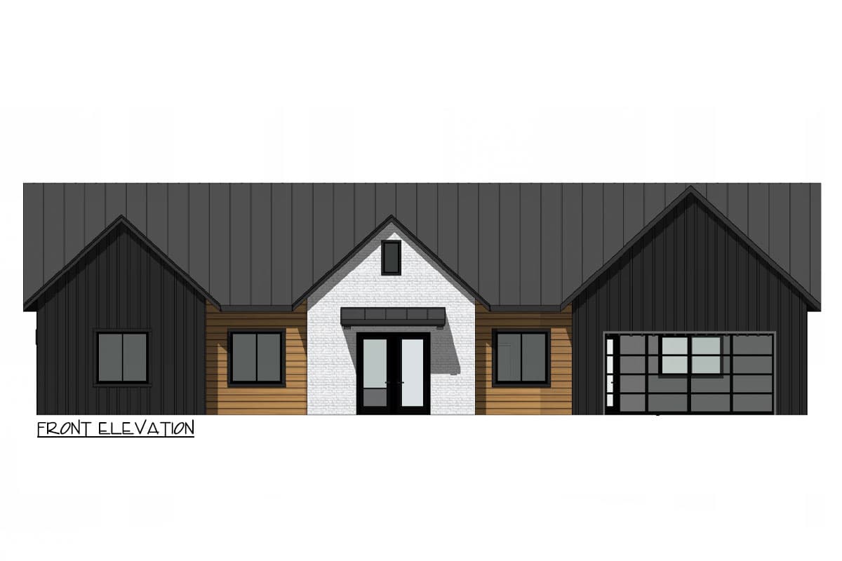 Plan 420155WNT: Contemporary Cottage House Plan with 3 Bedrooms and 2-Car Garage - 1578 Sq Ft - Image #12 - Contemporary, Cottage, New American