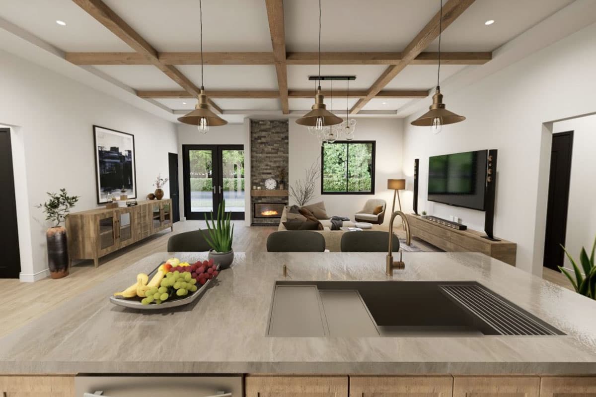 Plan 420155WNT: Contemporary Cottage House Plan with 3 Bedrooms and 2-Car Garage - 1578 Sq Ft - Image #5 - Contemporary, Cottage, New American