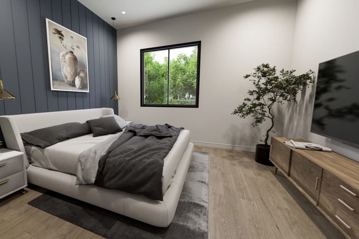 Plan 420155WNT: Contemporary Cottage House Plan with 3 Bedrooms and 2-Car Garage - 1578 Sq Ft - Image #9 - Contemporary, Cottage, New American