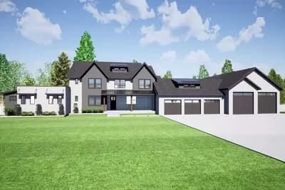 Two Story Transitional Home Plan with Oversized RV Garage - 5940 Sq Ft