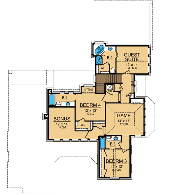 Plan 36377TX: Hill Country Courtyard Stunner - Floor Plan - 2nd Floor - European, Hill Country, Tuscan