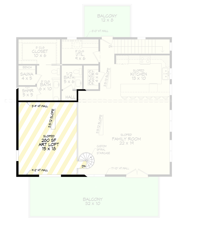Plan 680364VR: 2-Bed Modern House Plan with Two-Story Great Room - 1773 Sq Ft - Floor Plan - 3rd Floor - Barndominium, Country, Rustic