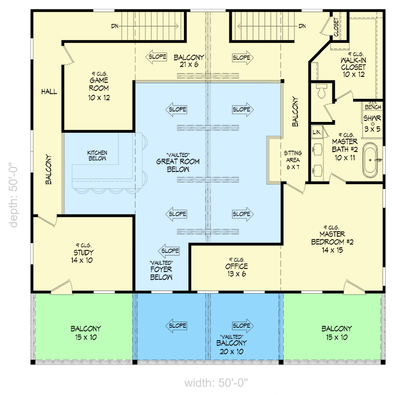 Plan 680365VR: 2-Bed Lake House Plan with 10-Foot-Deep Stacked Porches - 3136 Sq Ft - Floor Plan - 2nd Floor - Country, Craftsman, Mountain
