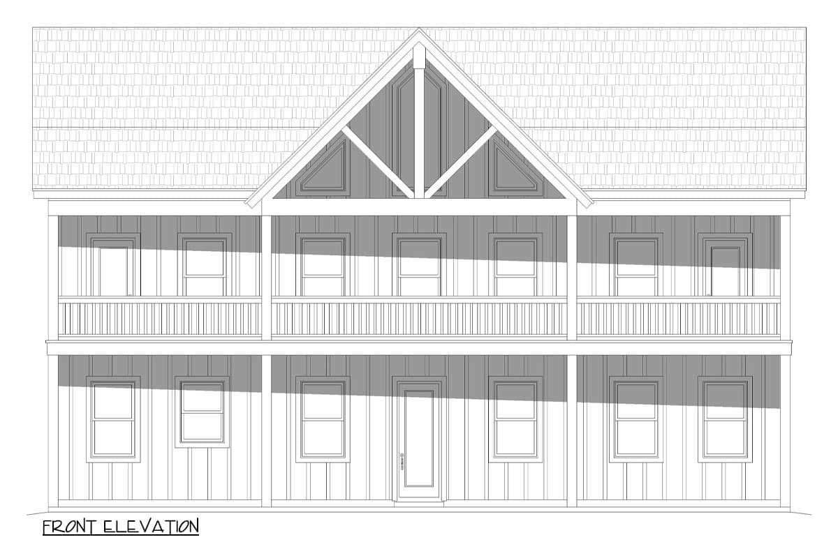 Plan 680365VR: 2-Bed Lake House Plan with 10-Foot-Deep Stacked Porches - 3136 Sq Ft - Image #5 - Country, Craftsman, Mountain