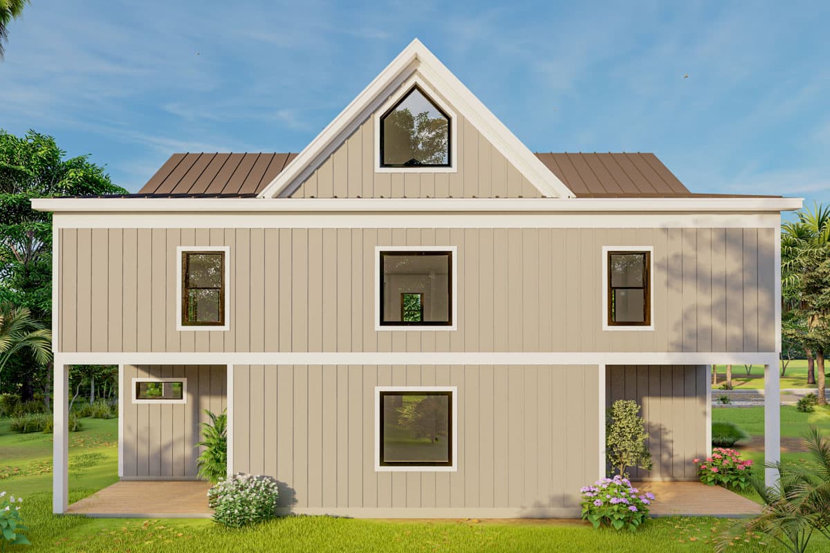 Plan 680365VR: 2-Bed Lake House Plan with 10-Foot-Deep Stacked Porches - 3136 Sq Ft - Image #4 - Country, Craftsman, Mountain