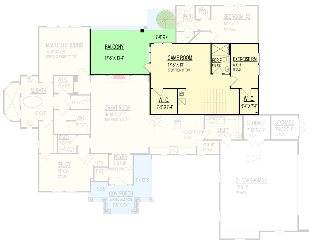 Plan 264193KMD: 3-Bed Tuscan House Plan with Outdoor Kitchen and Fireplace - 3200 Sq Ft - Floor Plan - 2nd Floor - Spanish, Tuscan