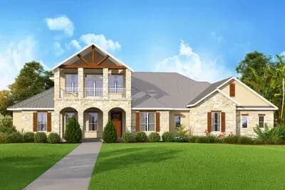 Two-Story Southwest House Plan with Upstairs Loft - 3558 Sq Ft