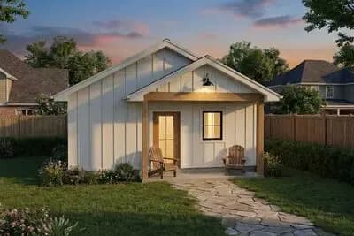 Modern Farmhouse-Style ADU House Plan - 556 Sq Ft