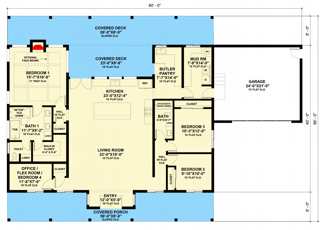 Plan 420156WNT: 3-Bed Modern Farmhouse Plan with a 2-Car Garage - 2100 Sq Ft - Floor Plan - Main Level - Country, Farmhouse, Modern Farmhouse, New American, Ranch