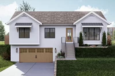 3-Bed Raised Ranch Home Plan with Cathedral Ceilings - 1333 Sq Ft