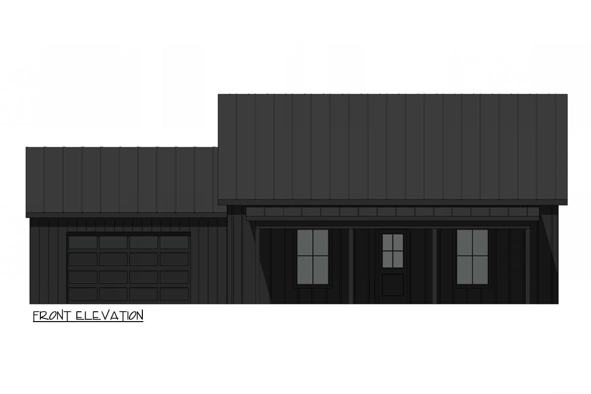 Plan 420157WNT: 2-Bed Farmhouse-Style ADU with 2 Car Garage - 980 Sq Ft - Image #4 - Cabin, Cottage, Farmhouse, Modern Farmhouse, New American, Traditional