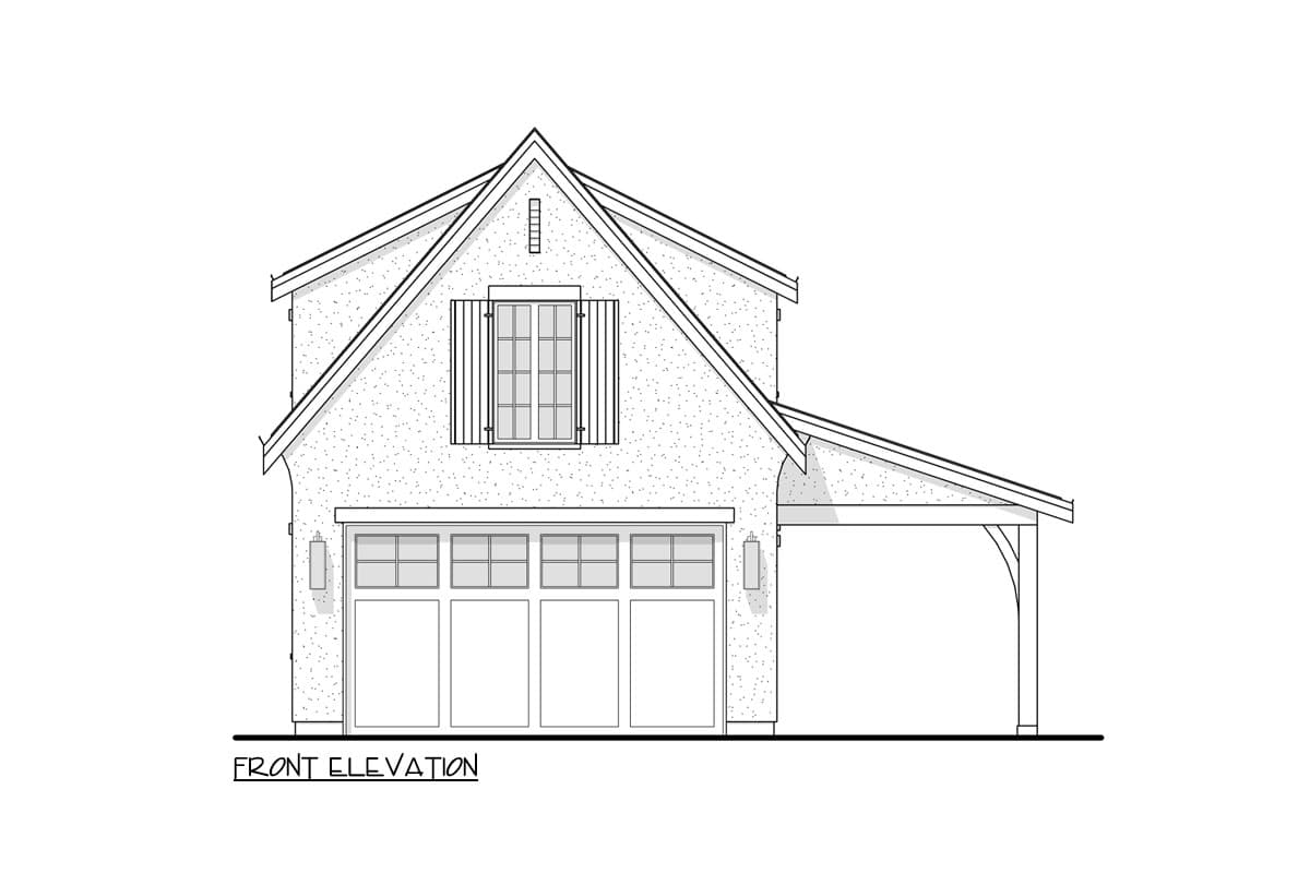 Plan 270104AF: 1-Bed Traditional-Style Carriage House with Carport - 893 Sq Ft - Image #8 - Carriage, European, Traditional