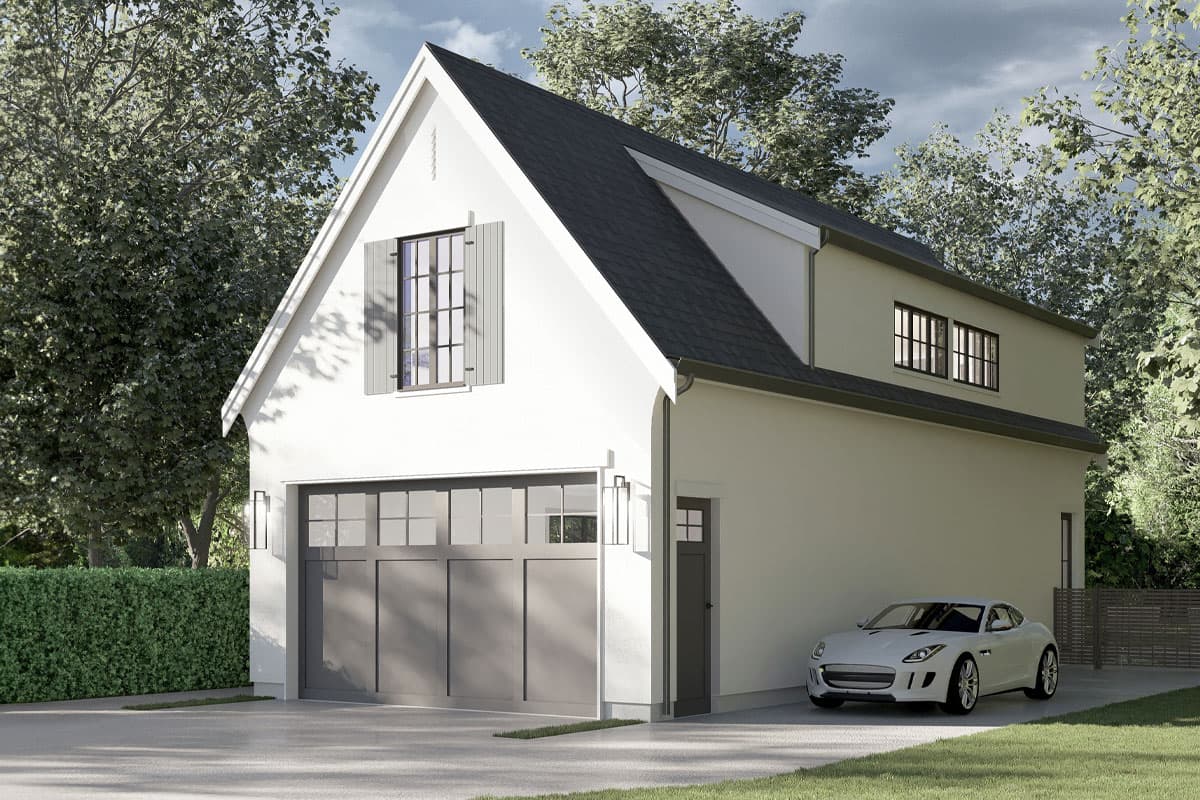 Plan 270104AF: 1-Bed Traditional-Style Carriage House with Carport - 893 Sq Ft - Image #4 - Carriage, European, Traditional