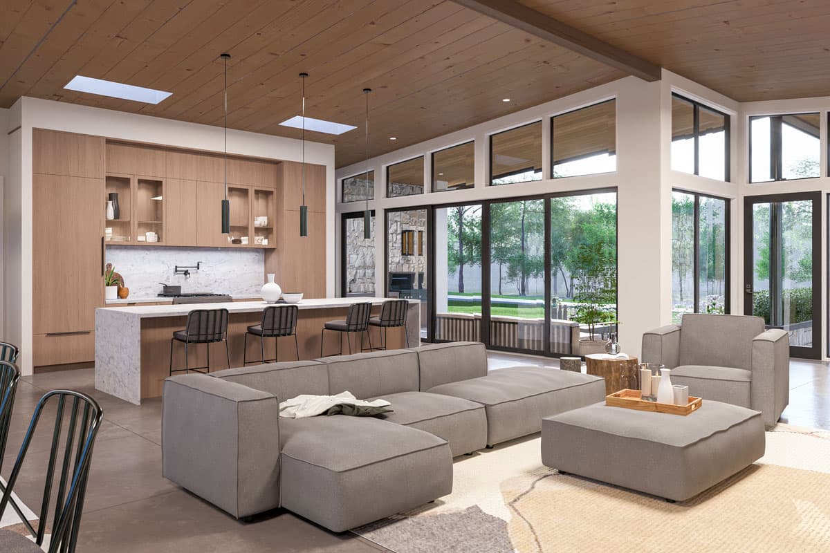Plan 270106AF: 3-Bed Mid Century Modern Home Plan with Outdoor Kitchen - 3118 Sq Ft - Image #8 - Contemporary, Mid Century Modern, Ranch