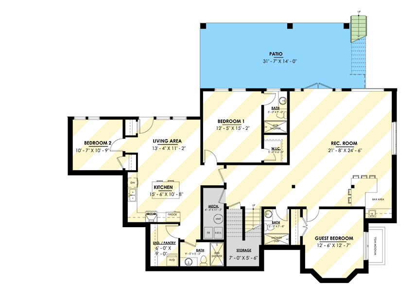Plan 270107AF: 4-Bed Craftsman House Plan with Two-Story Great Room - 3618 Sq Ft - Floor Plan - Optionally Finished Lower Level - Country, Craftsman, New American, Traditional