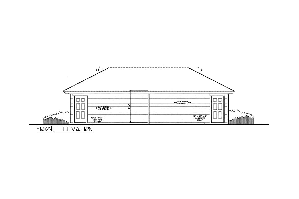 Plan 48630FM:  Traditional 2-Story Duplex House Plan with Detached Garage - 1473 Per Unit - Image #9 - Country, Traditional