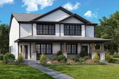  Traditional 2-Story Duplex House Plan with Detached Garage - 1473 Per Unit