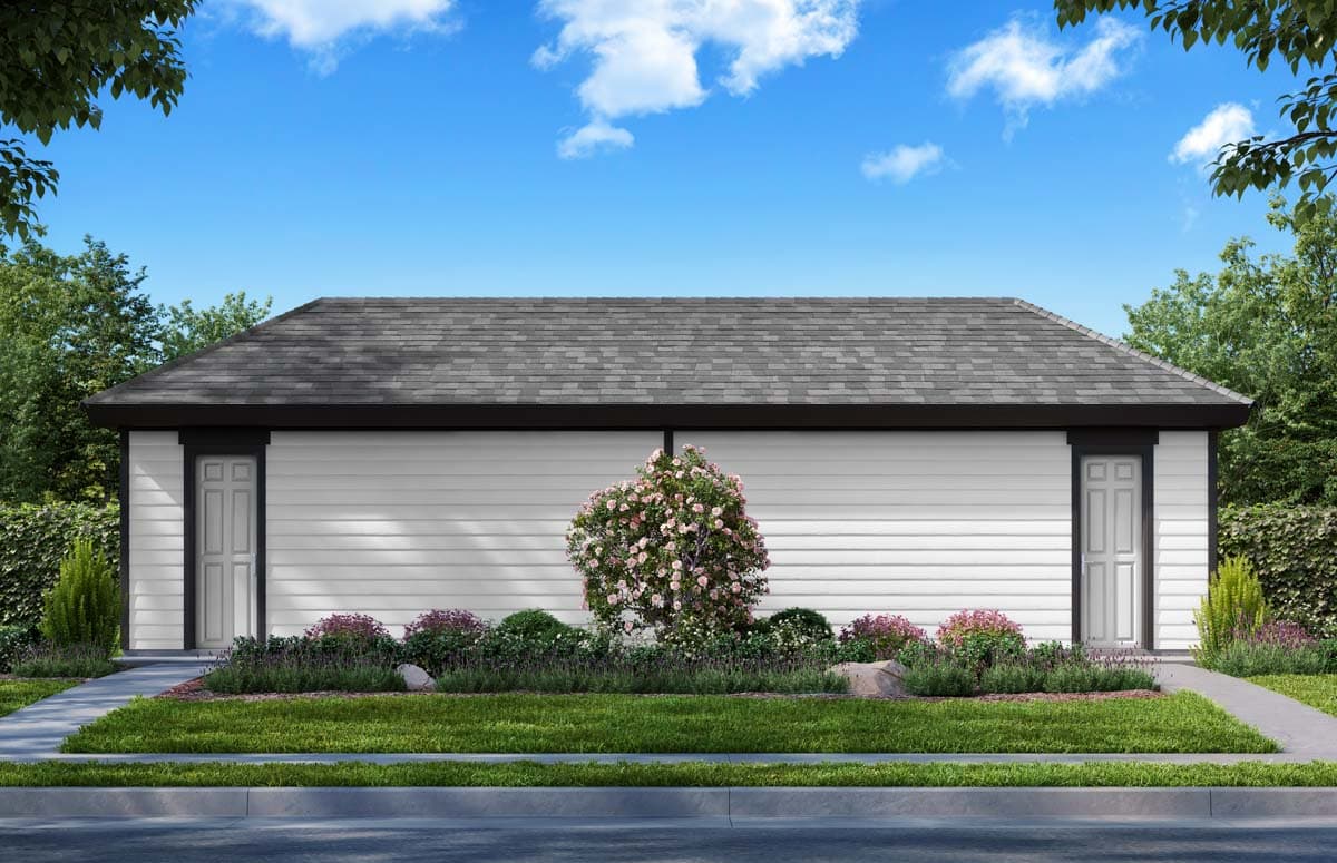 Plan 48631FM: 3-Bed Traditional Duplex House Plan with Detached Garage - 1473 Per Unit - Image #4 - Country, Traditional