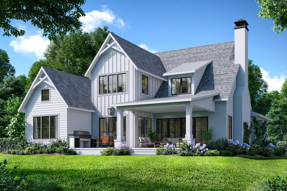 Plan 93211EL: Two-Story New American House Plan with Second Flex Space - 3763 Sq Ft - Image #4 - Coastal Contemporary, Contemporary, French Country, Transitional