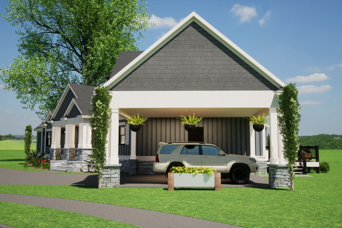 Plan 86404HH: Two-Story Lake House Plan with Angled Carport - 3345 Sq Ft - Image #5 - Country, Craftsman