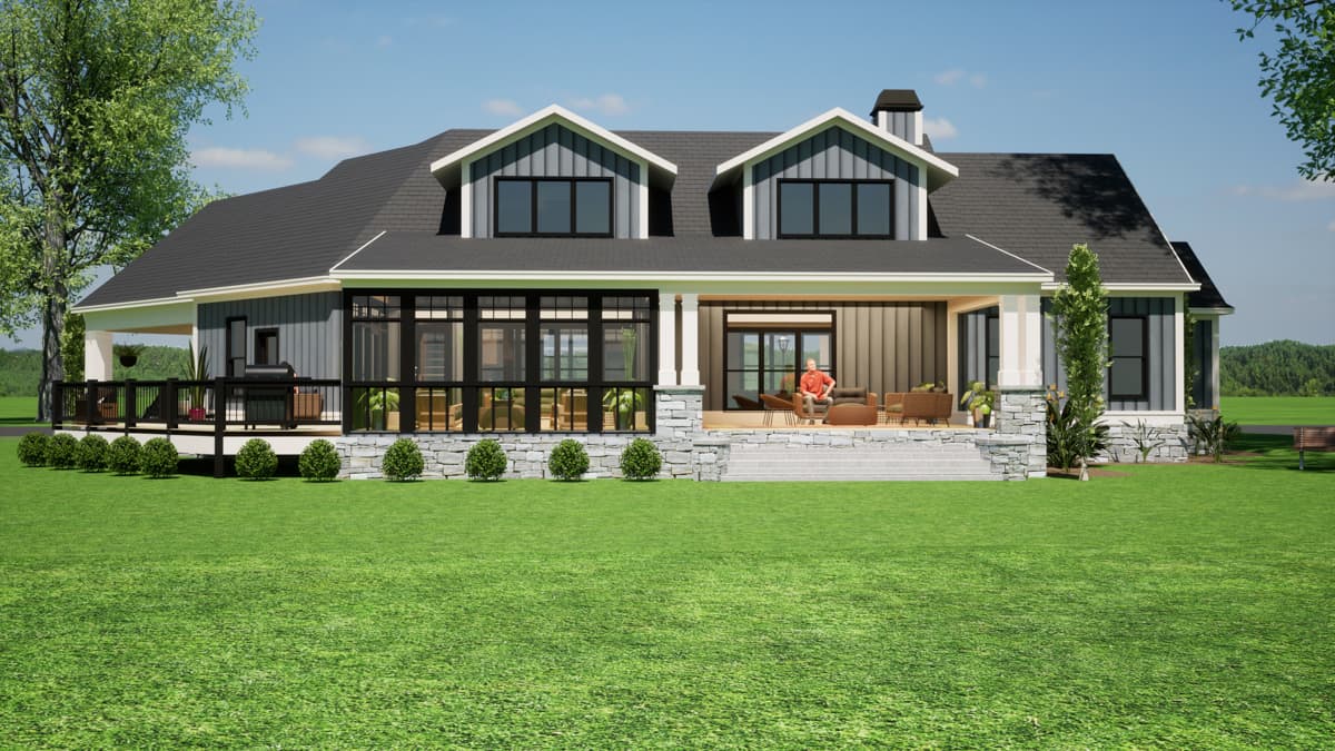 Plan 86404HH: Two-Story Lake House Plan with Angled Carport - 3345 Sq Ft - Image #8 - Country, Craftsman