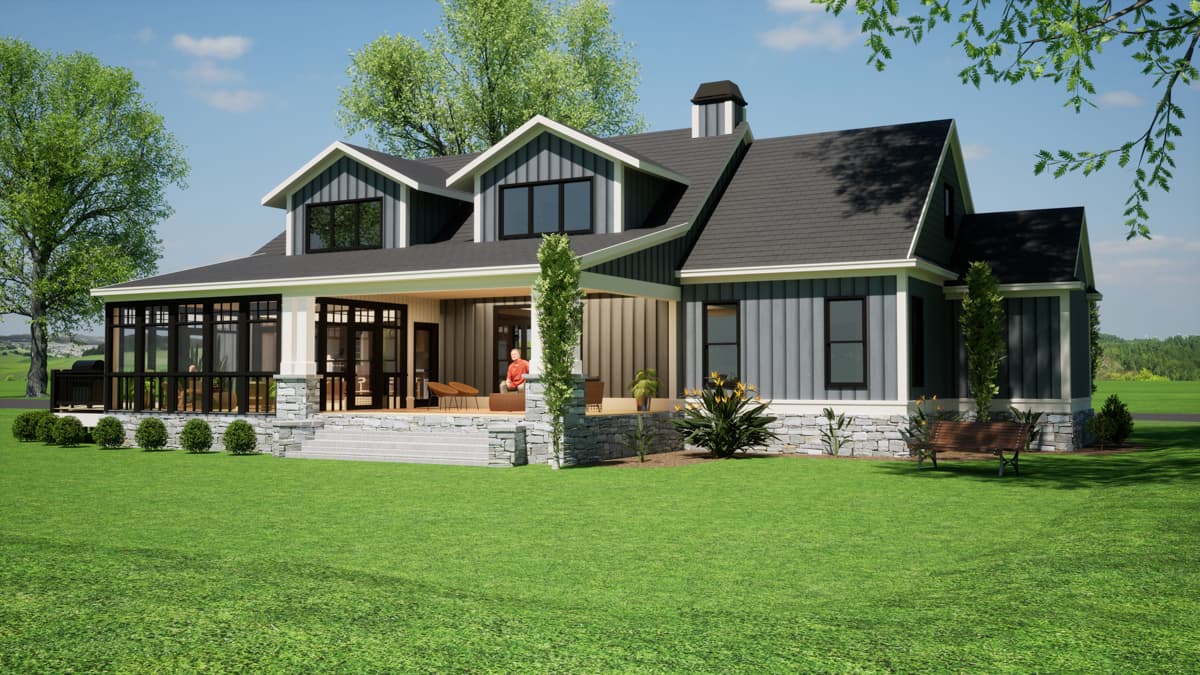 Plan 86404HH: Two-Story Lake House Plan with Angled Carport - 3345 Sq Ft - Image #9 - Country, Craftsman