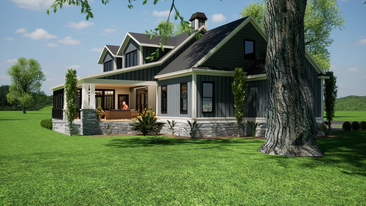 Plan 86404HH: Two-Story Lake House Plan with Angled Carport - 3345 Sq Ft - Image #10 - Country, Craftsman