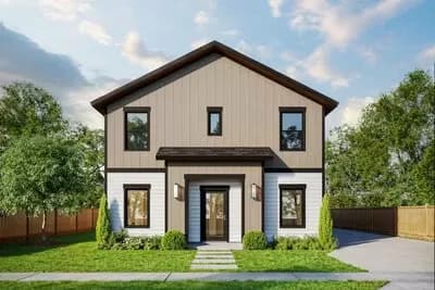 Narrow Modern Fourplex House Plan with Two 971 Sq Ft Units and Two 674 Sq Ft Units