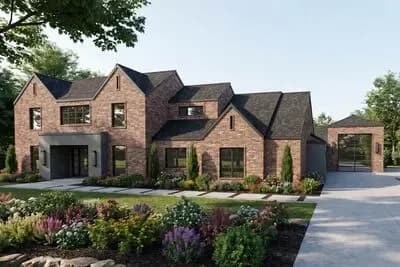 6-Bed Contemporary Country Home Plan with Two Kitchen Islands - 5470 Sq Ft