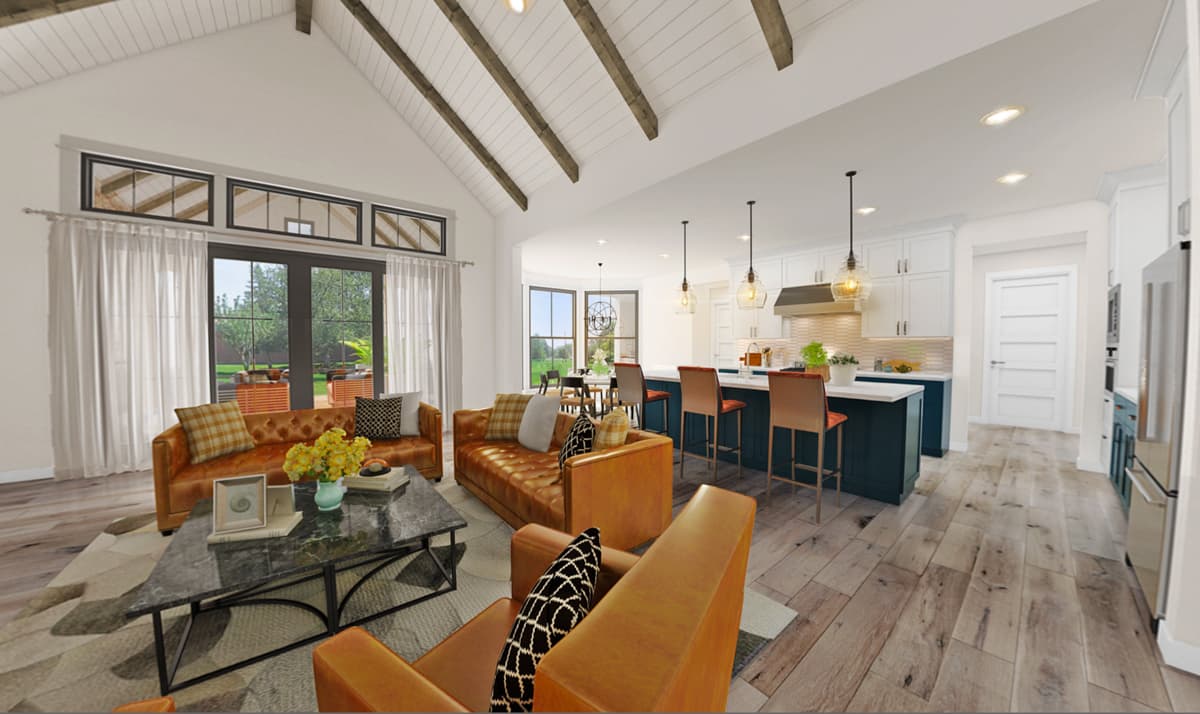 Plan 69862AM: Modern Farmhouse with Attached 729 Square Foot ADU Apartment - 3282 Sq Ft - Image #4 - Country, Farmhouse, Modern Farmhouse, New American