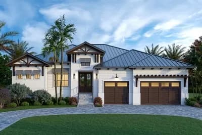 Split Bedroom Coastal Contemporary House Plan with Home Study - 3202 Sq Ft